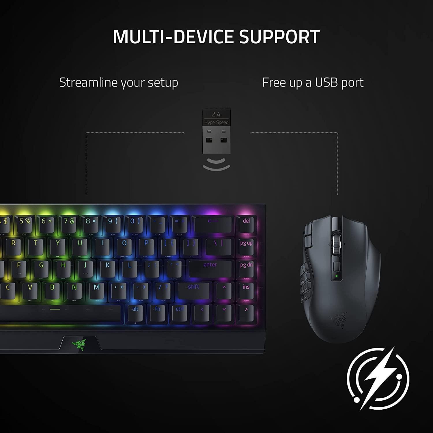 Razer Naga V2 HyperSpeed Kabellose Ergonomische Gaming-Maus 30000 DPI 21 Tasten Schwarz