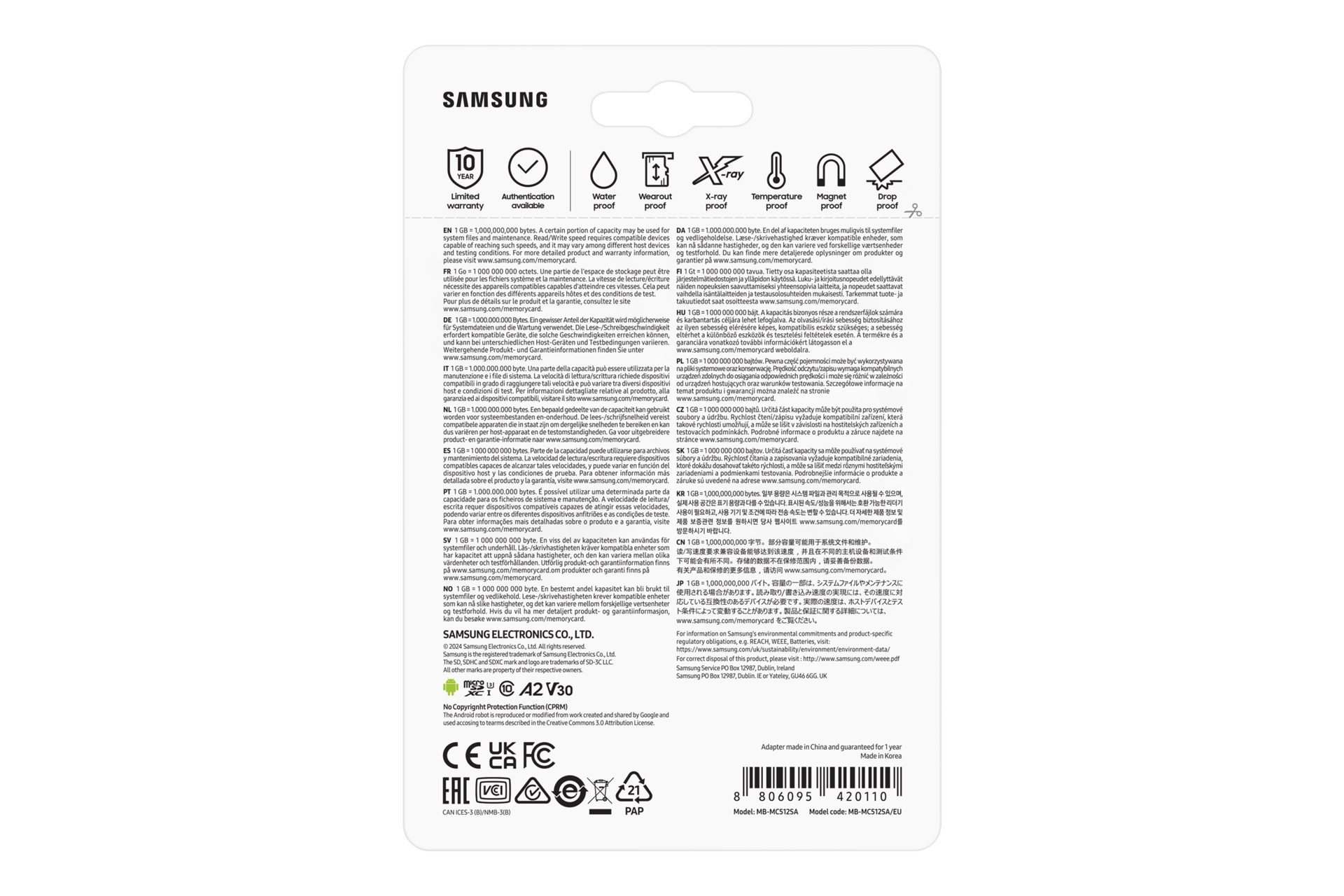 Samsung EVO Plus MB-MC512S 512 GB microSDXC UHS-I Weiß