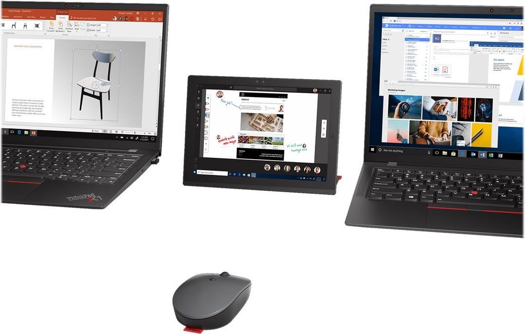 Lenovo Go Multi-device Kabellose Maus 2400 DPI Bluetooth 5.0 2.4 GHz Storm Gray