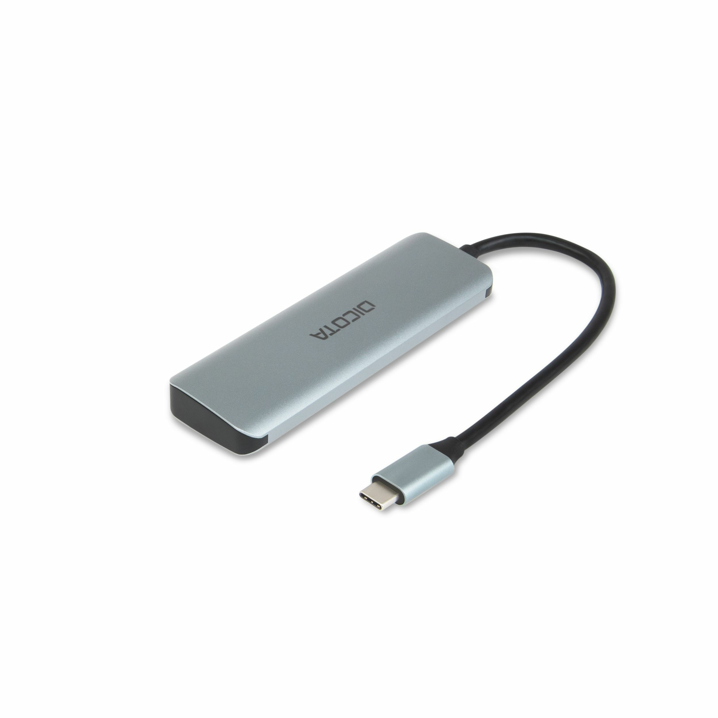 DICOTA D32061 USB-C 4-in-1 Hub 10 Gbps Silber