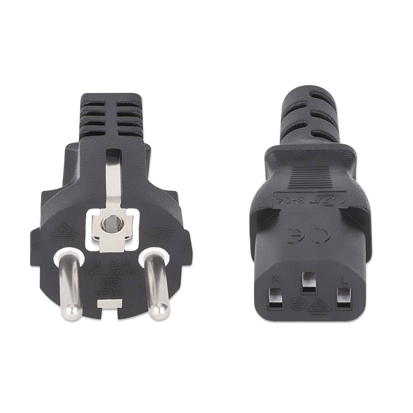 Manhattan Stromkabel Schutzkontakt CEE 7/7 auf Kaltgeräte IEC C13 H05VV-F 3G 1,0 mm² 5 m Schwarz