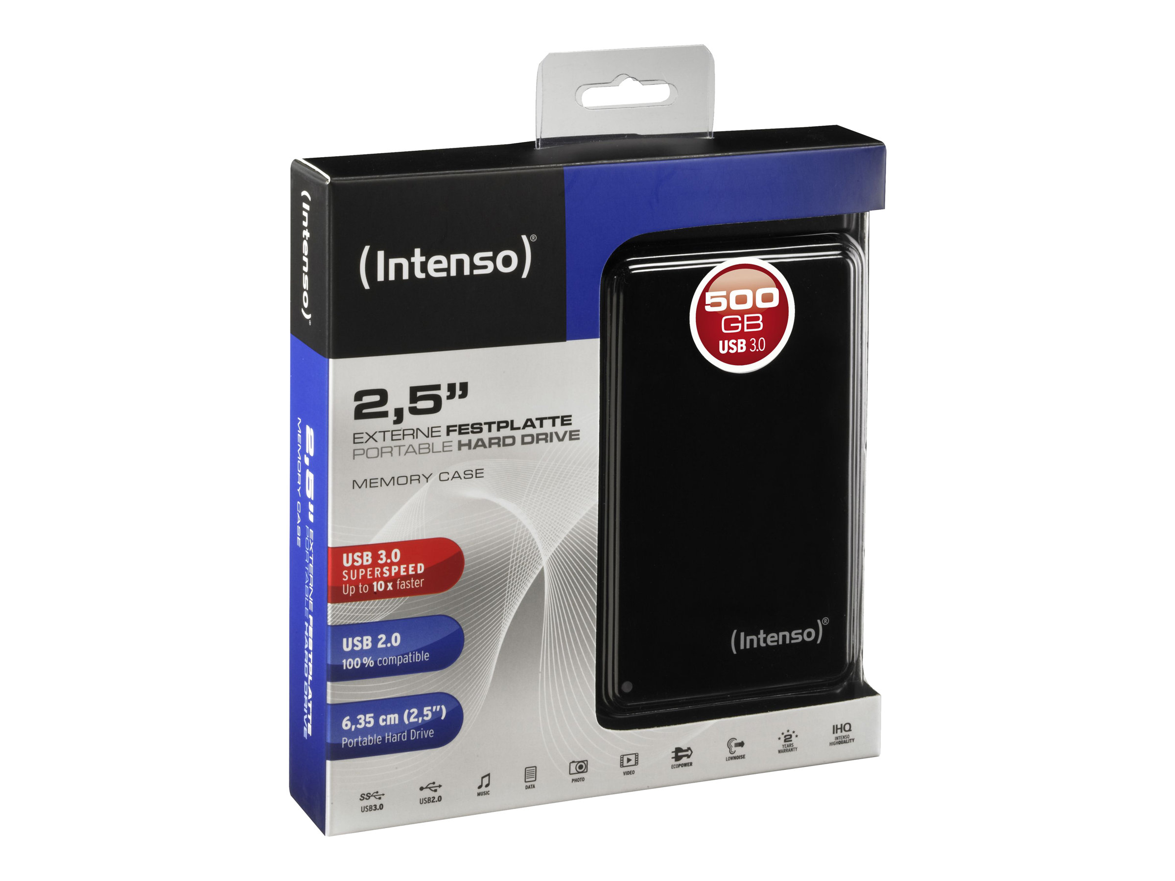 Intenso Memory Case Tragbare Externe Festplatte 2.5" 500 GB USB 3.0 Schwarz