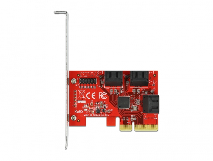 Delock Speicher-Controller 6 Port SATA PCIe 3.0 x4 Low Profile Rot, Silber