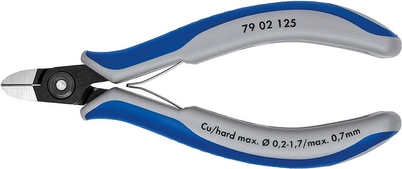 Knipex Präzisions-Elektronik-Seitenschneider Ausführung Runder Kopf mit sehr kleiner Facette Schneid (79 02 125)