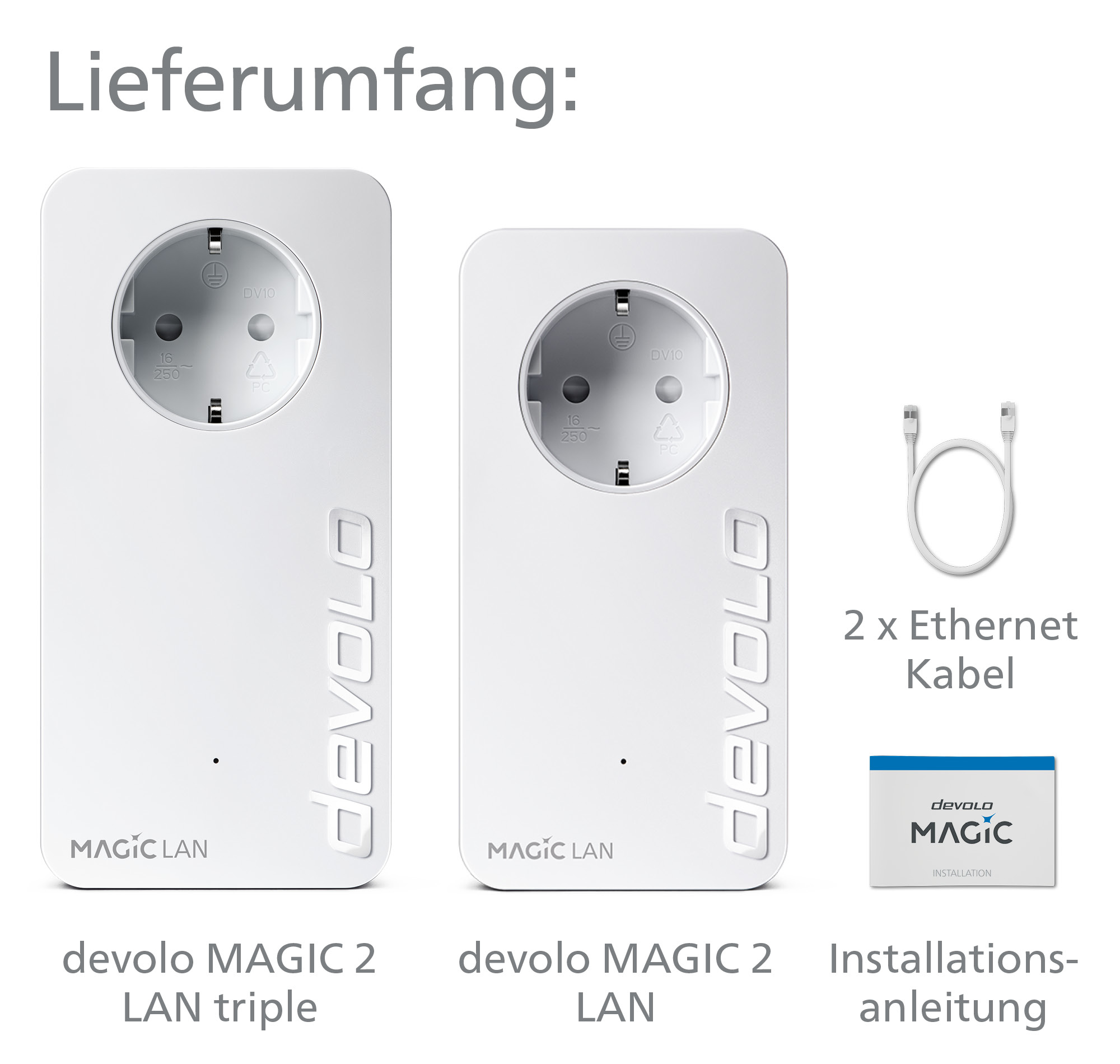 devolo Magic 2 LAN triple Starter Kit Bridge 2400 Mbit/s Weiß