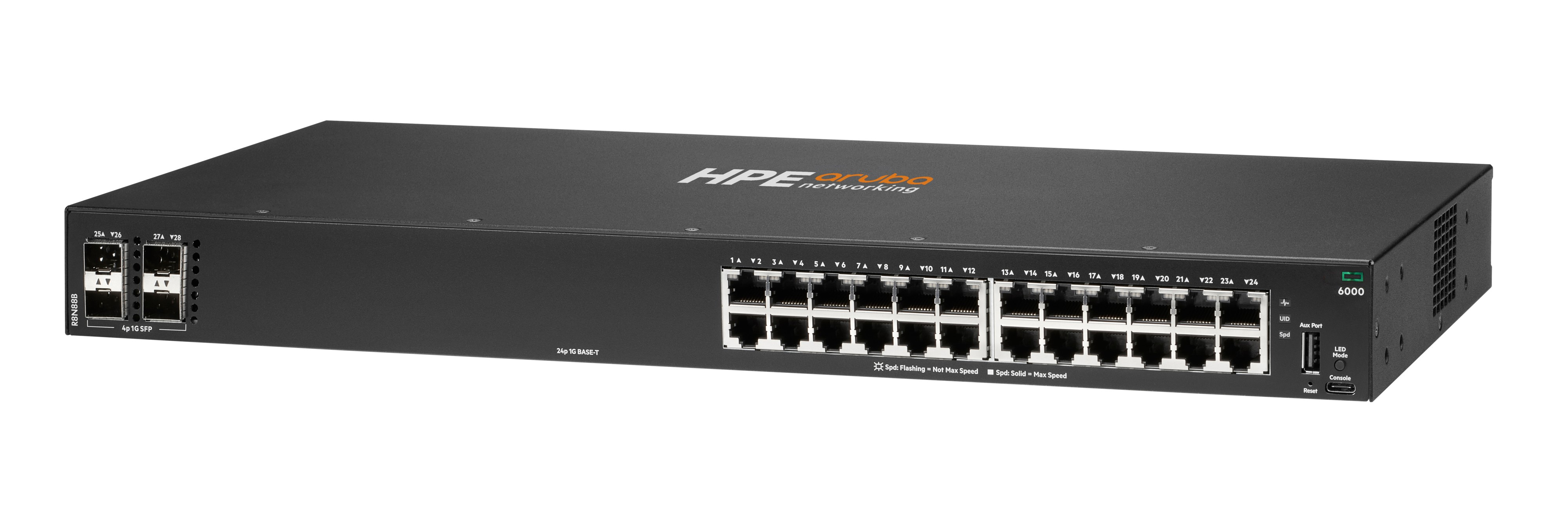 HPE Aruba CX 6000 24p 10M/100M/1G 4p SFP 1G Switch Schwarz