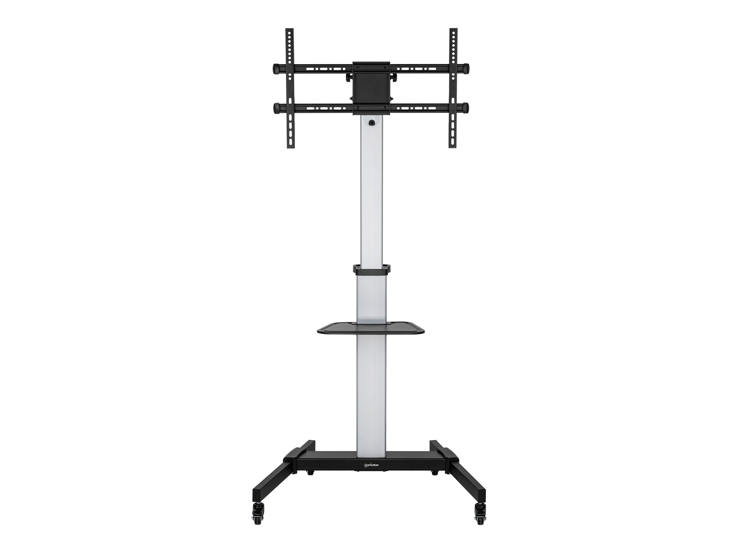 Manhattan Multimedia TV-Ständer auf Rollen, Aluminium, für 37"–86", bis 50 kg, Schwarz/Silber