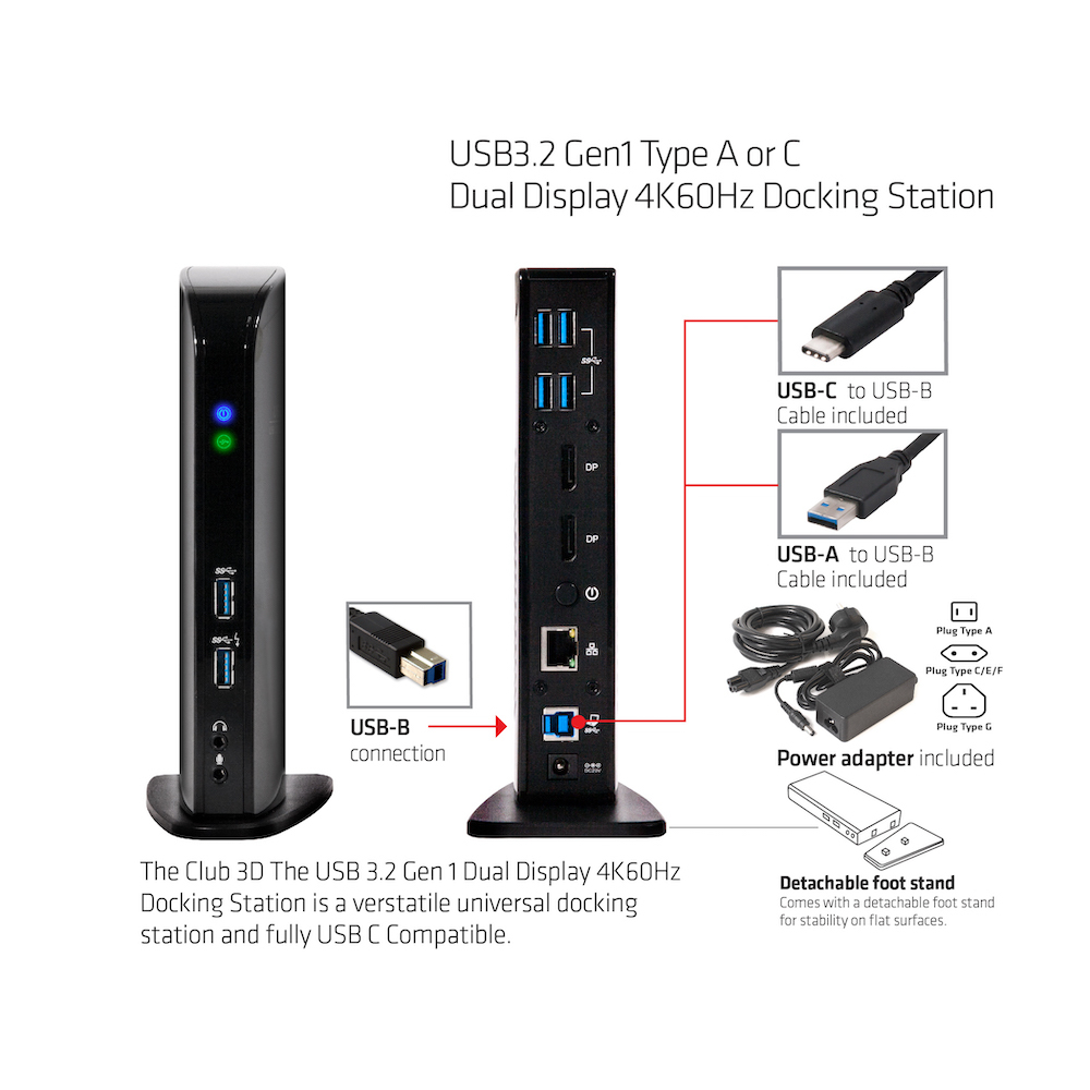 Club 3D SenseVision CSV-1460 USB 3.0 Dual Display 4K60Hz Dockingstation Schwarz