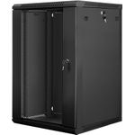 Lanberg Rack Wandschrank 48,30cm (19") 18U/600X600 Glastür schwarz (WF01-6618-10B)