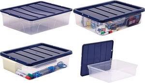 Fellowes Aufbewahrungsbox BANKERS BOX, 12 Liter, transparent Box: transparent, Deckel: dunkelblau, Deckel mit Klickver - 1 Stück (100135769)