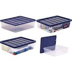 Fellowes Aufbewahrungsbox BANKERS BOX, 12 Liter, transparent Box: transparent, Deckel: dunkelblau, Deckel mit Klickver - 1 Stück (100135769)