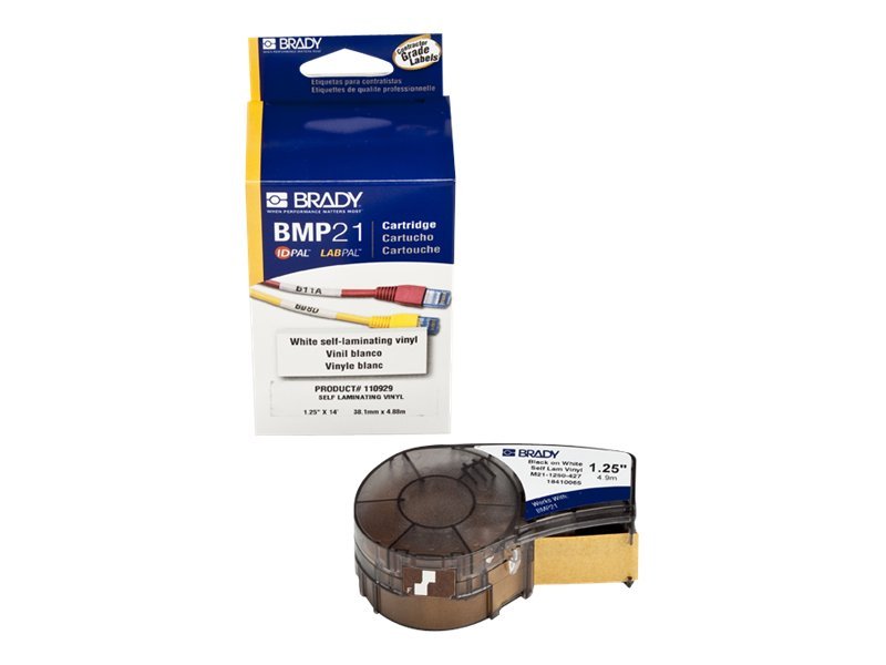 Brady B-427 Selbstlaminierende Vinyl-Etiketten 31,75 mm x 4,27 m Schwarz auf Weiß/Transparent
