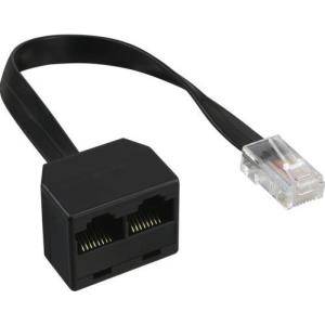 InLine® ISDN Verteiler 1x RJ45 St an 2x RJ45 Bu, mit Kabel, ohne Endwiderstände, 4pol. belegt (8P4C) (69933B)