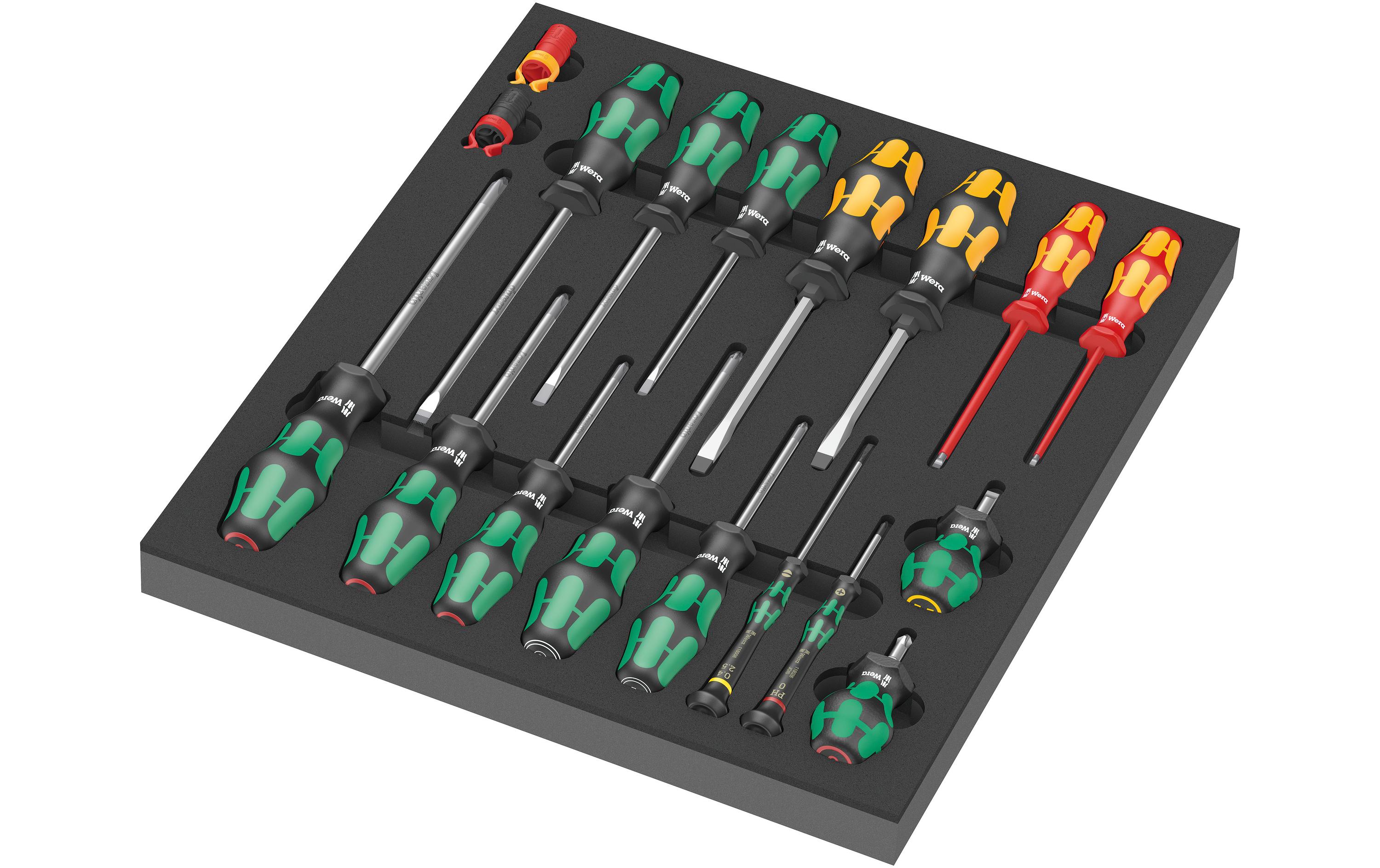 Wera Kraftform Schraubendreher-Set 9710 Schaumstoffeinlage 18-teilig Schwarz