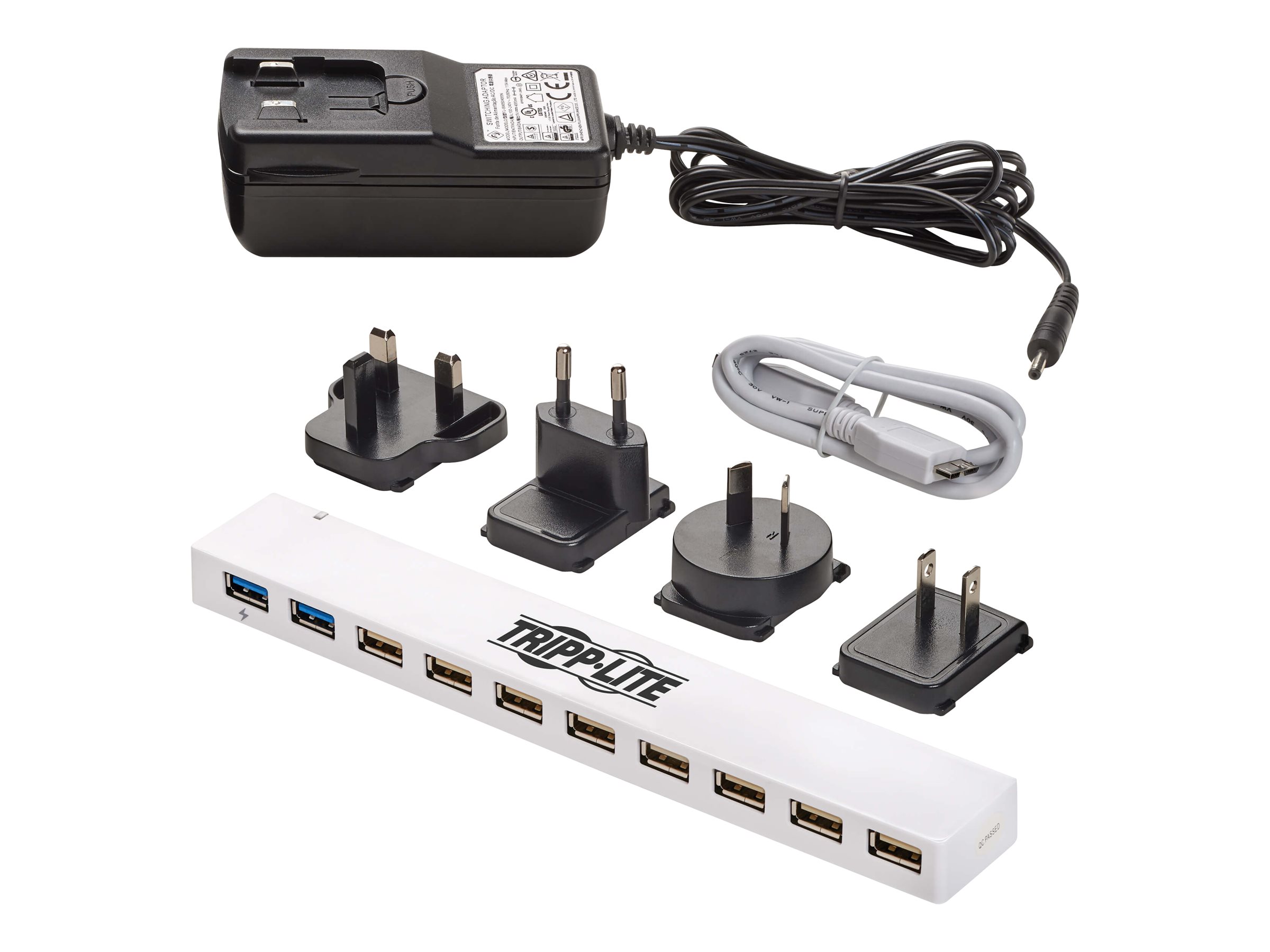 Tripp Lite U360-010C-2X3 10-Port USB-Hub 2x USB 3.0 8x USB 2.0 USB-Ladefunktion Weiß
