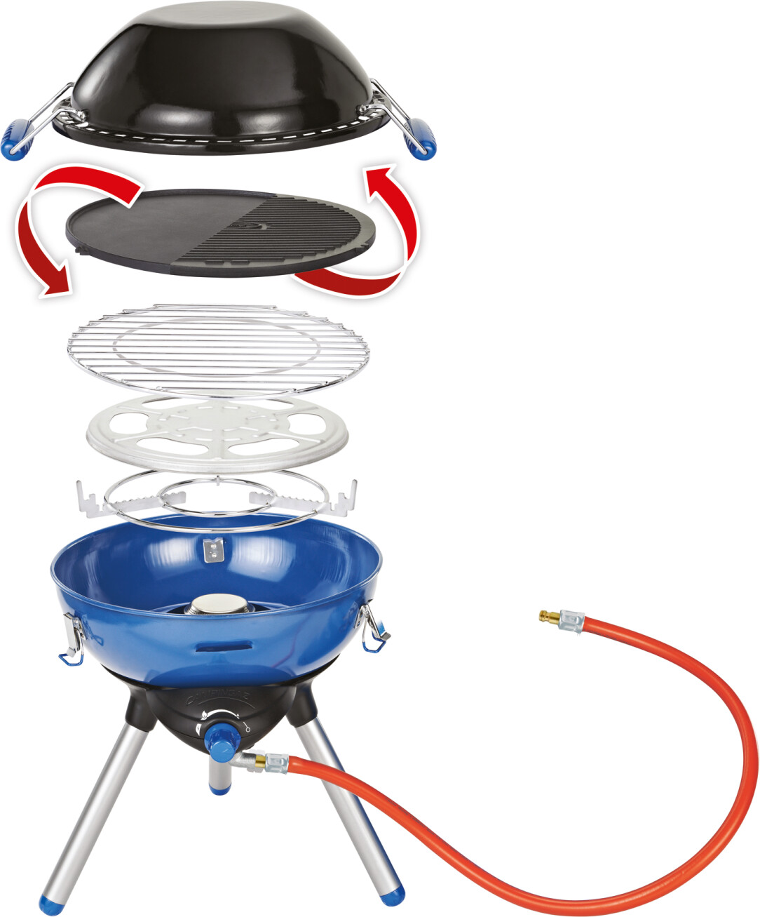 Campingaz Party Grill 400 Caravan Tisch Propan/Butan 2000 W Schwarz/Blau/Satinierter Stahl
