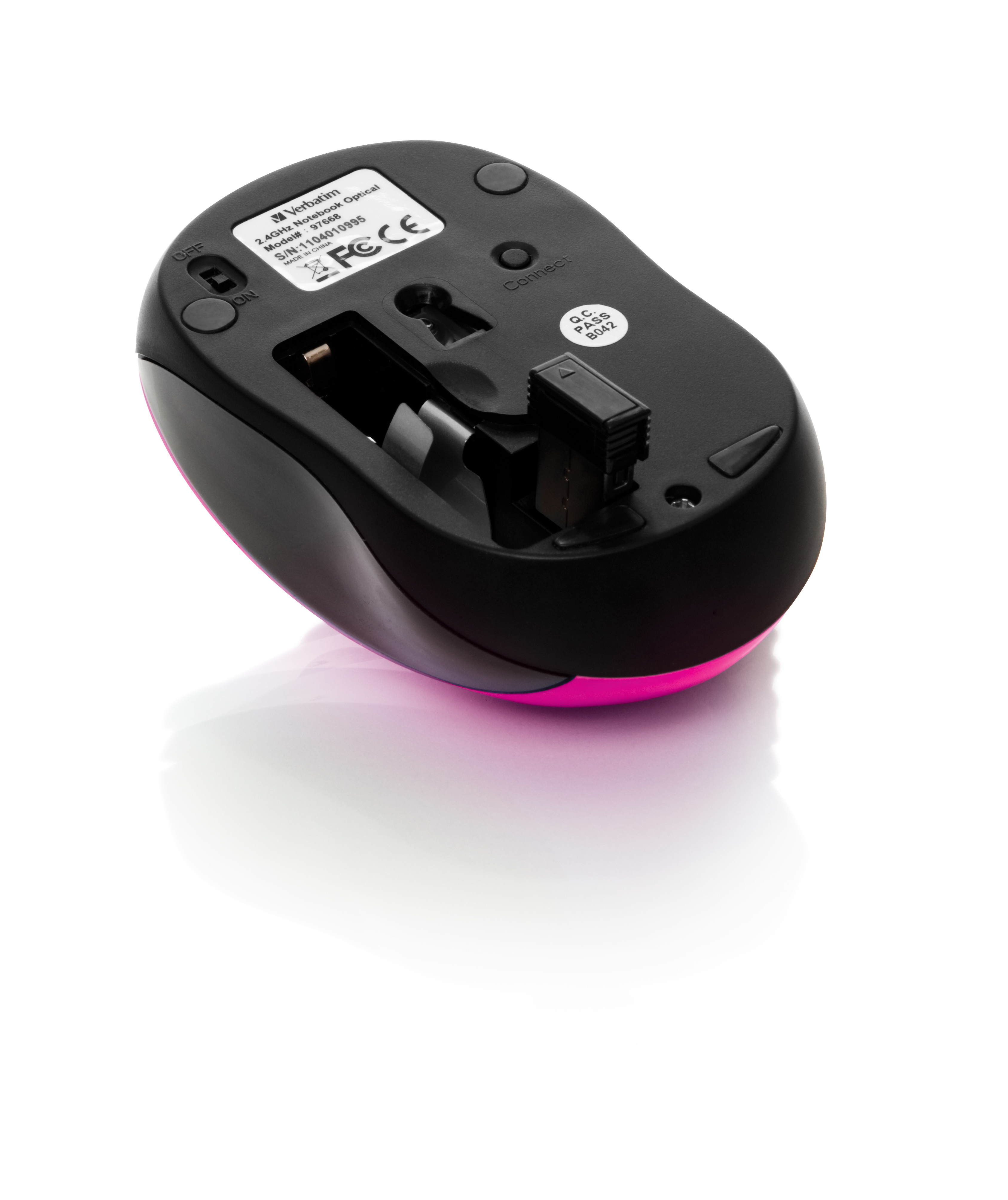 Verbatim GO NANO Kabellose Maus 1600 DPI 3 Tasten Hot Pink
