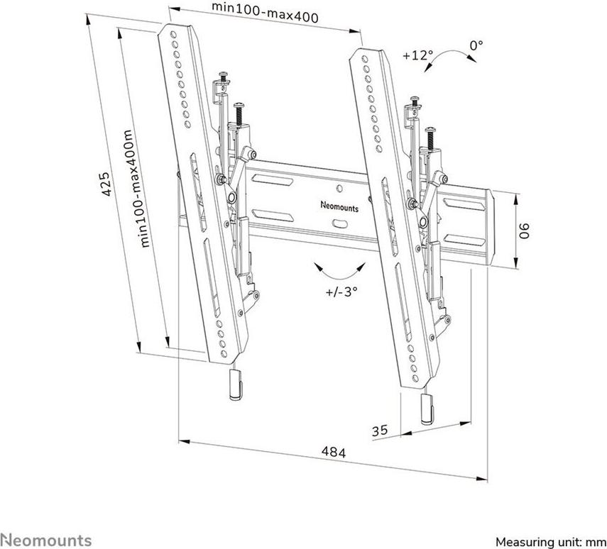 Neomounts WL35S-850BL14 TV-Wandhalterung neigbar 40-75" Schwarz