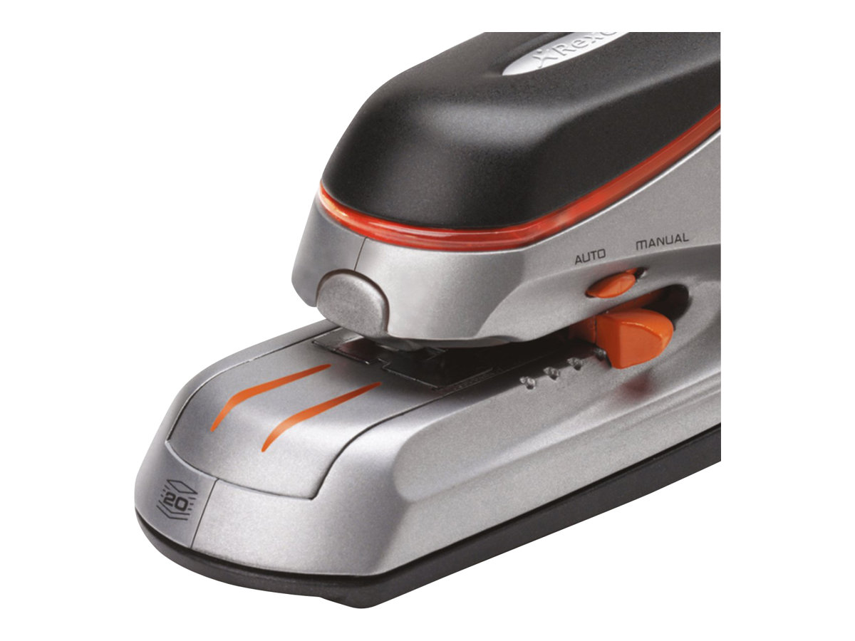 Rexel Optima 20 Elektrischer Hefter 20 Blatt Schwarz, Silber, Orange