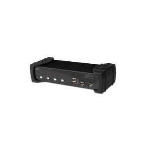 DIGITUS DVI-Audio-USB-KVM Switch, 4-Port, mit integriertem USB 2.0 Hub
