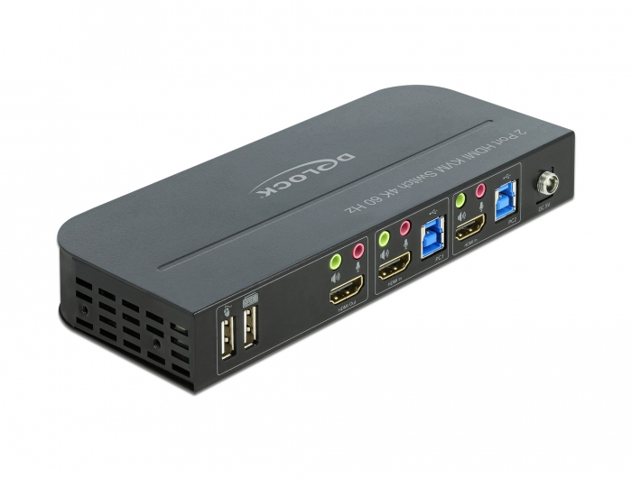 Delock HDMI KVM-Switch 4K 60 Hz mit USB 3.0 und Audio Schwarz