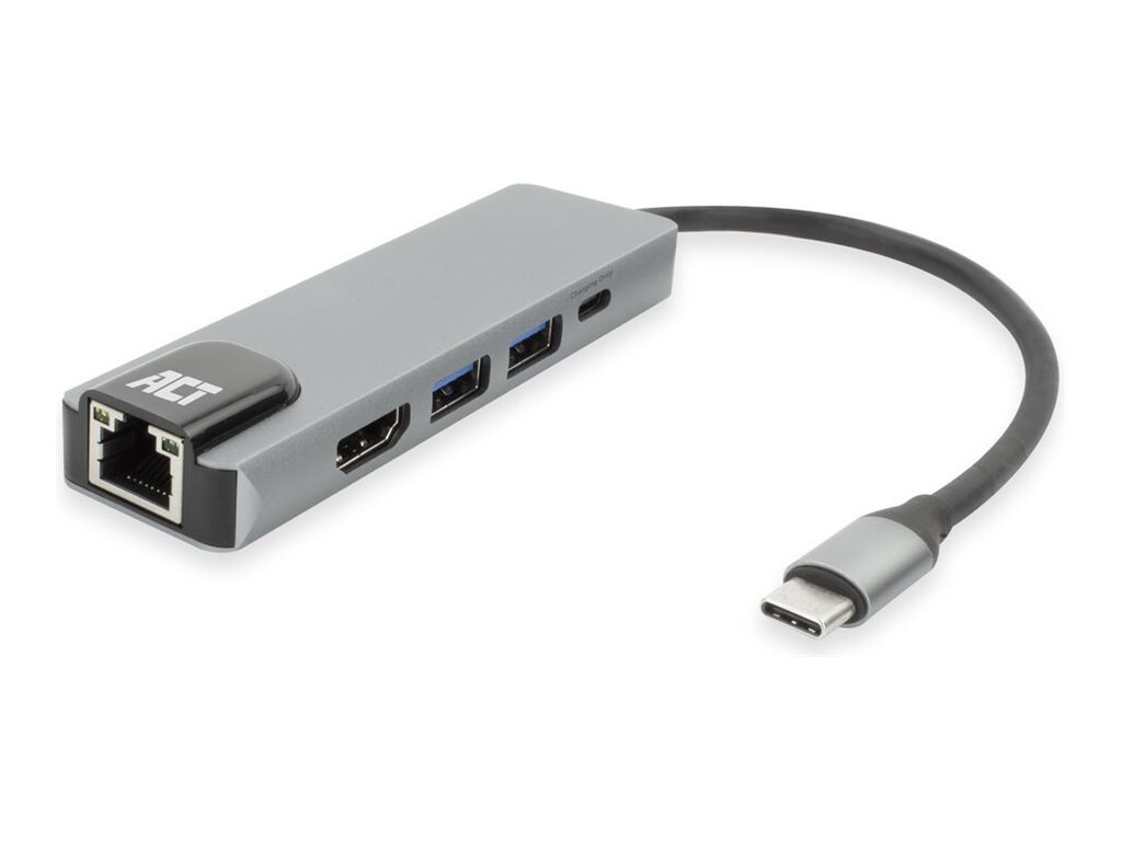 ACT AC7091 Dockingstation USB-C 3.2 Gen 1 HDMI 1GbE Schwarz, Grau