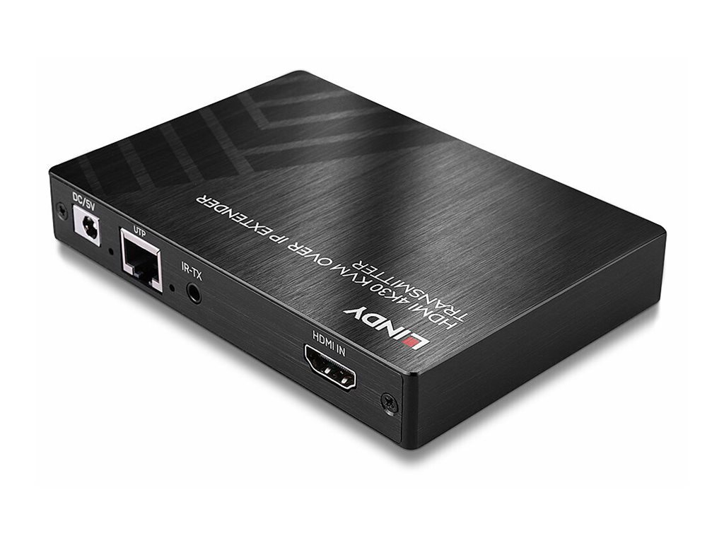 Lindy KVM over IP Extender Transmitter, 4K30 HDMI, USB HID, IR, 150 m, Schwarz