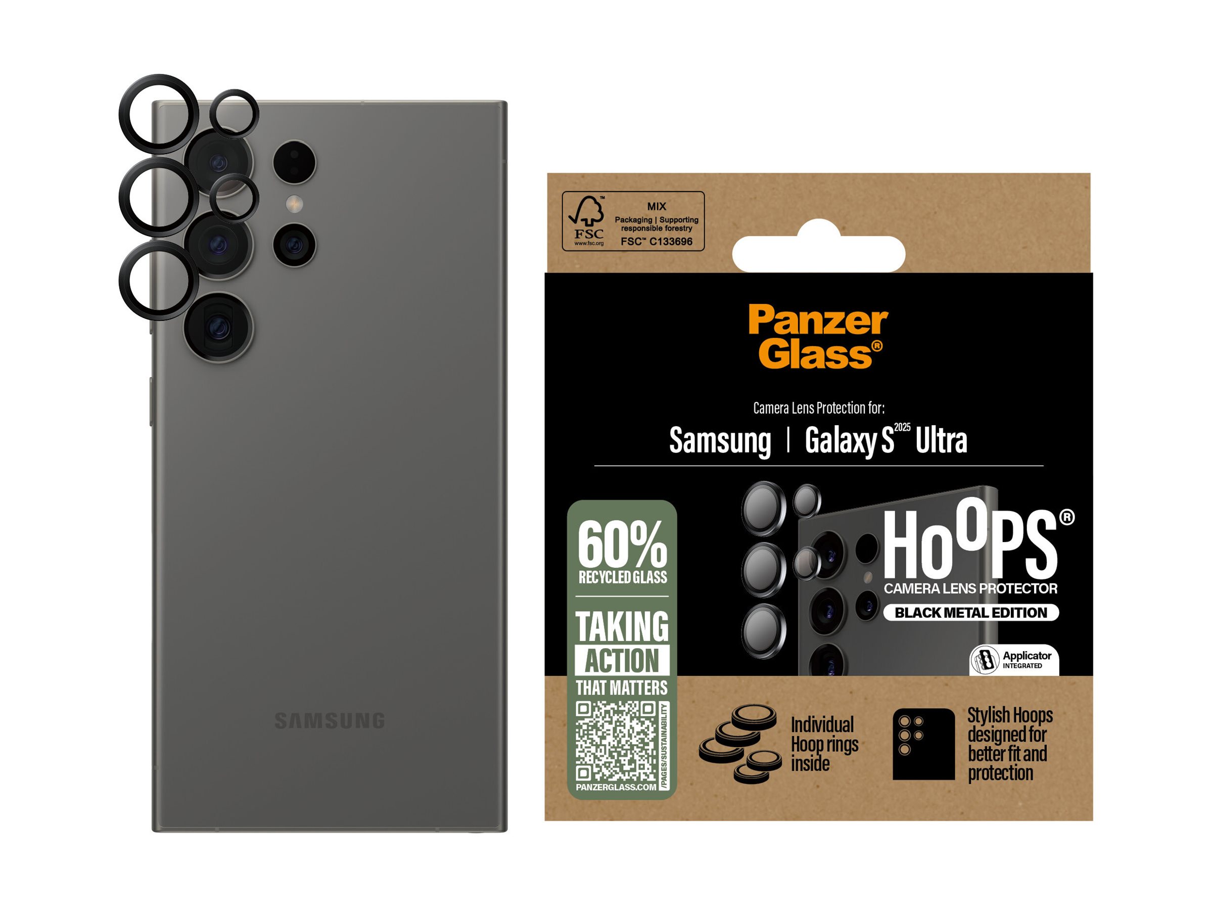 PanzerGlass Hoops Objektivschutz Samsung Galaxy S25 Ultra Schwarz