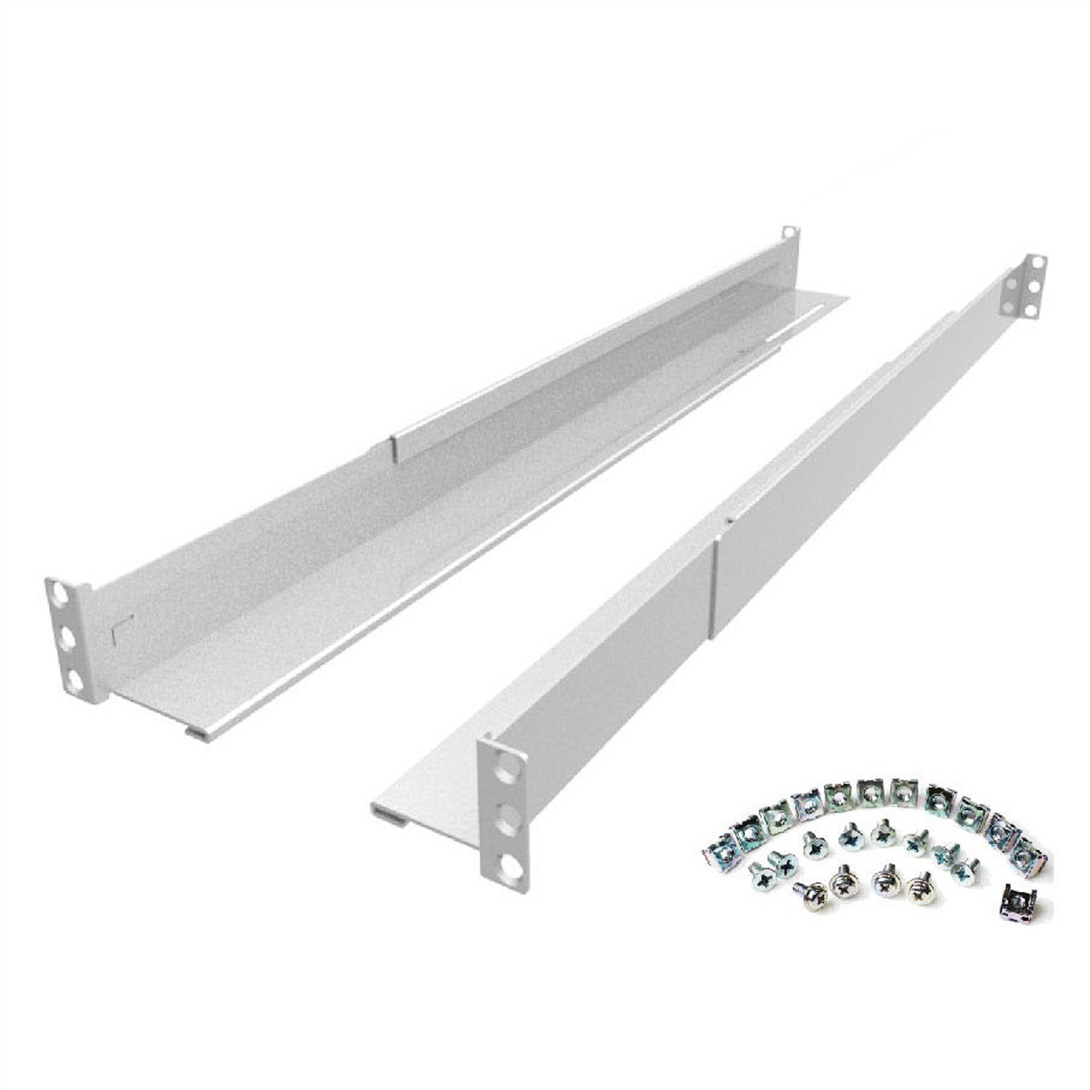 ROLINE Rack-Schienen-Kit 19" für USV, 1/2/3 HE, 60-90 cm, Eloxiertes Aluminium, Silber