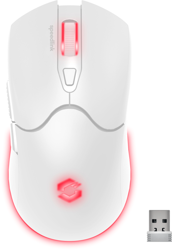 SPEEDLINK VELOX Gaming Maus Kabellos Optisch 4800 DPI 5 Tasten RGB Aufladbar Weiß