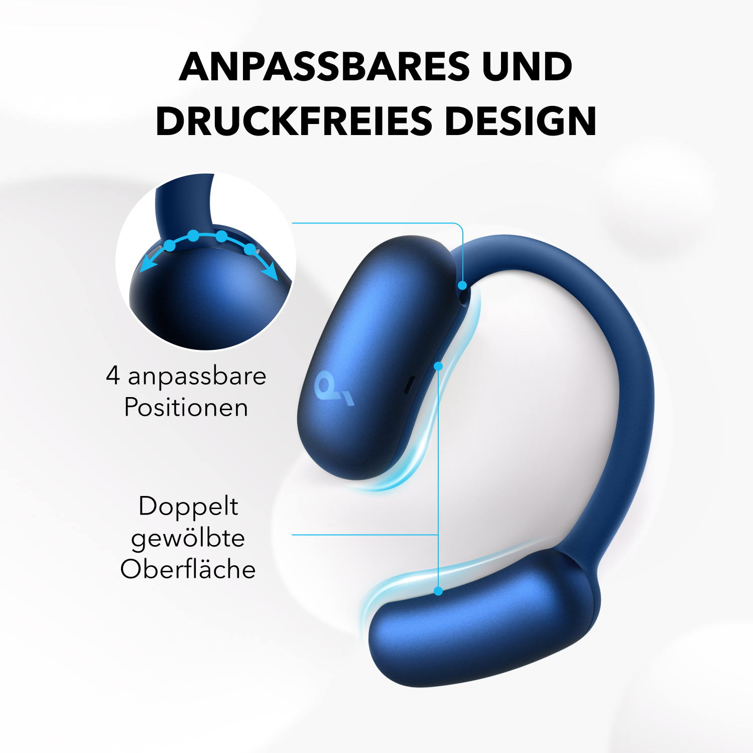 Soundcore AeroFit 2 True Wireless-Kopfhörer Open-Ear Bluetooth Blau