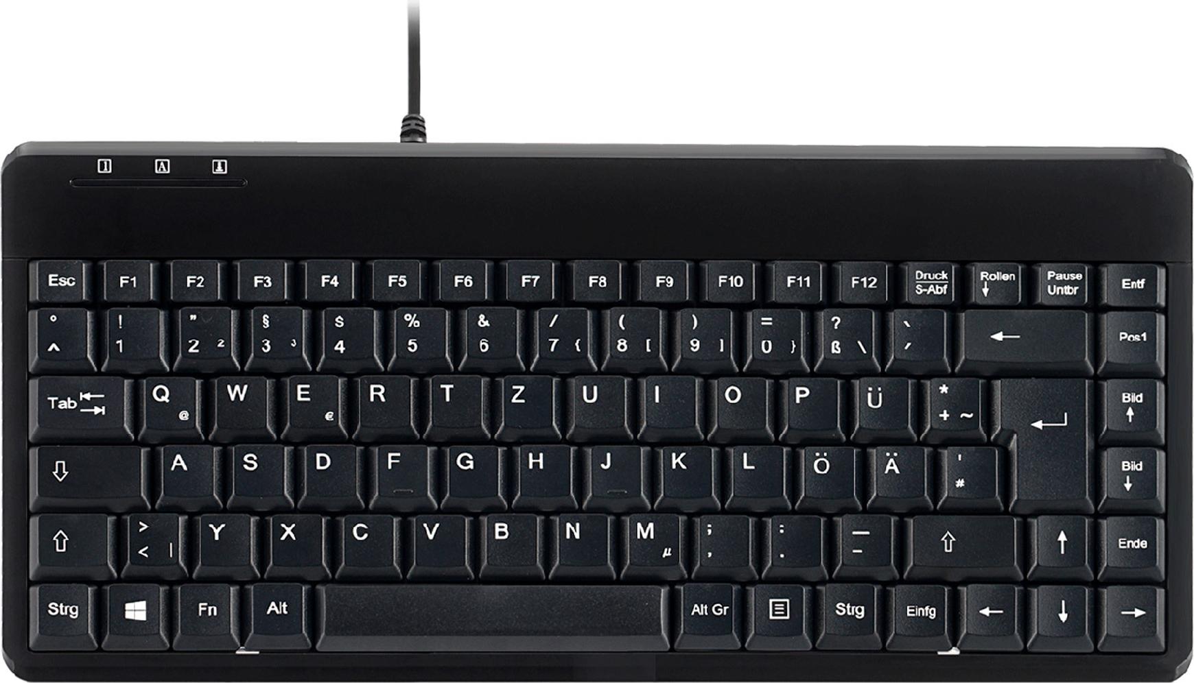 Perixx PERIBOARD-409 P Mini PS/2-Tastatur 2 USB-Hubs QWERTZ Schwarz