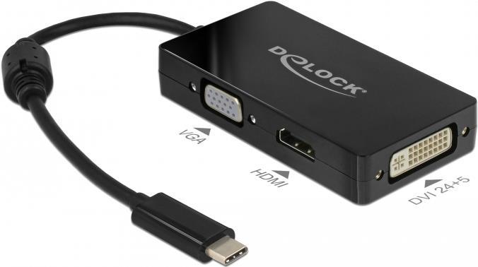 Delock Adapter USB Type-C Stecker > VGA / HDMI / DVI Buchse schwarz (63925)