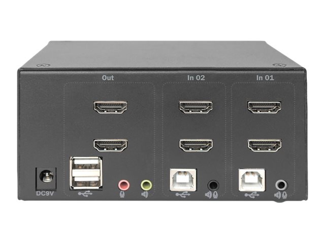 DIGITUS DS-12860 KVM-Switch 2-Port Dual-Display 4K HDMI Schwarz