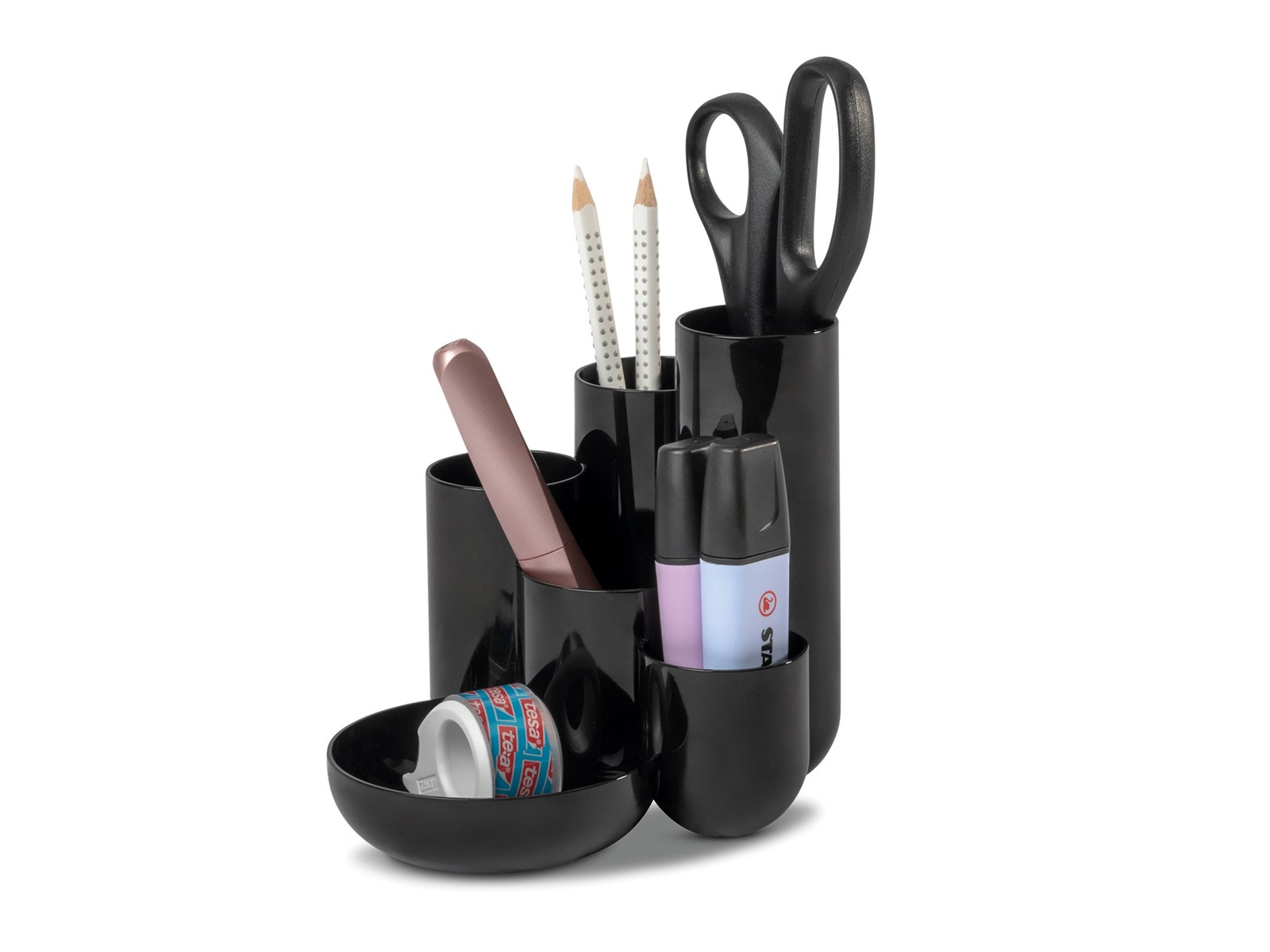 HAN CAMPUS Multiköcher, 6 Fächer, Polystyrol, Schwarz