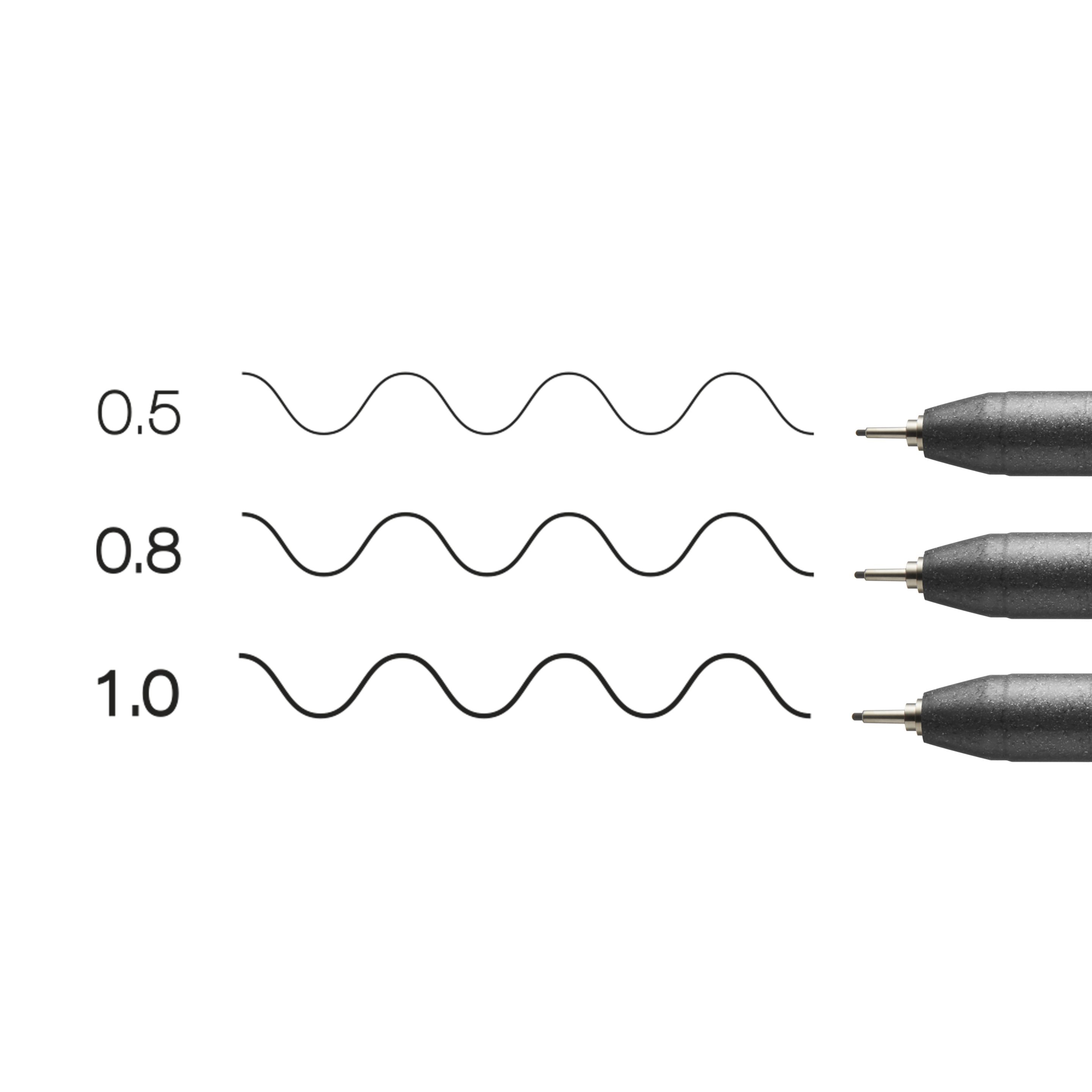 COPIC Multiliner Fineliner Set Schwarz 0,5 + 0,8 + 1,0 mm, 3 St.