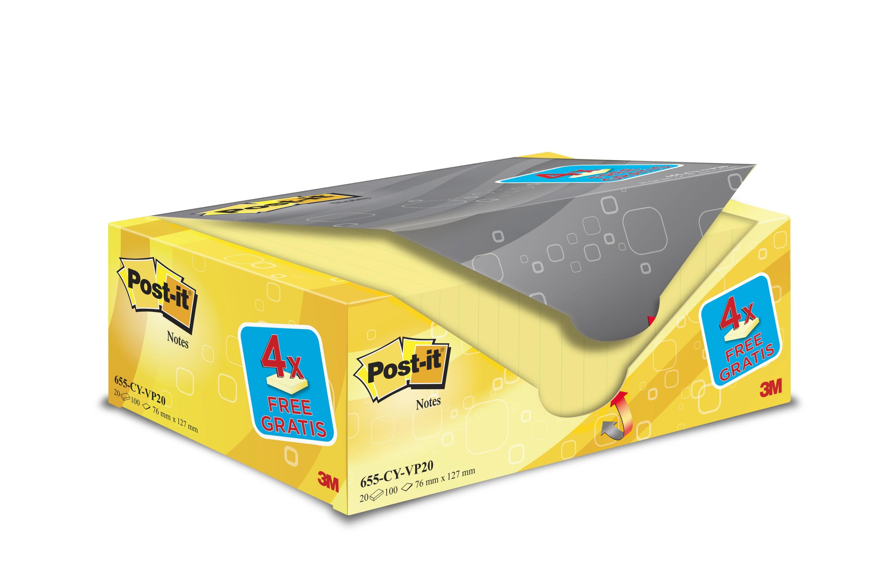 Post-it 655 Haftnotizen 76 x 127 mm Gelb