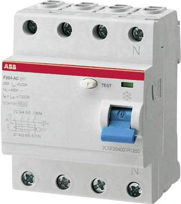 ABB FI-Schutzschalter 4polig 25 A 230 V/AC, 400 V/AC 2CSF204101R1250 (2CSF204101R1250)