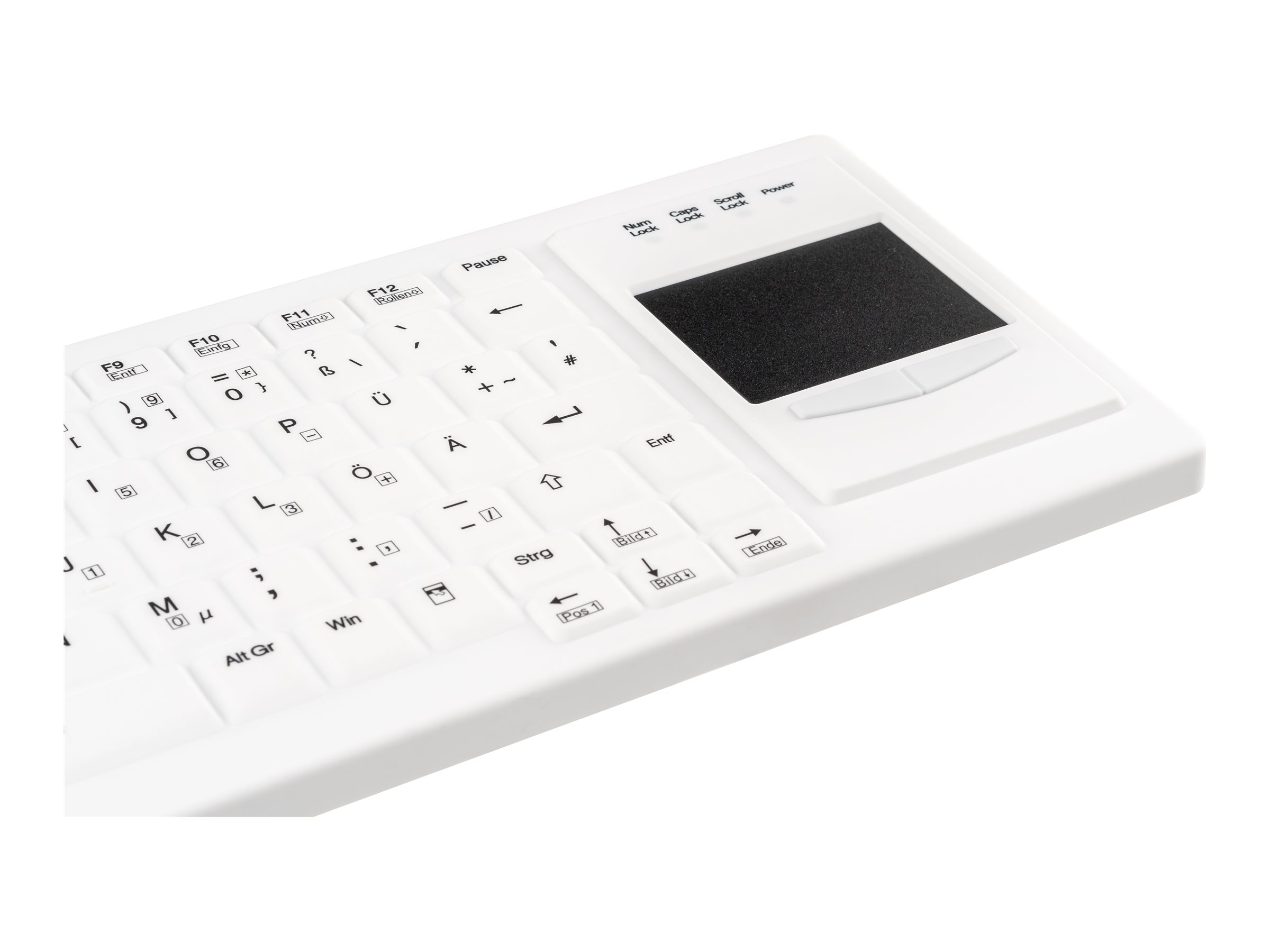 GETT Gerätetechnik CleanType Xtra Touch Protect WL Kabellose Tastatur mit Touchpad QWERTZ Weiß