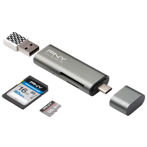 PNY - Kartenleser - 7,60cm (3") 1 (SD, microSD, SDHC, microSDHC, SDXC, microS...