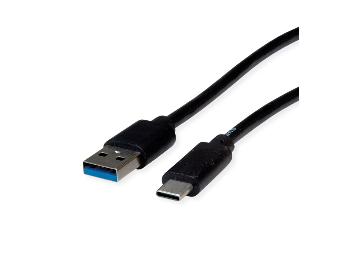 ROLINE Roline Recycled Material USB-Kabel USB Typ A zu USB-C 1 m Schwarz
