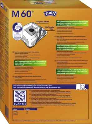 Melitta EcoPor M 60 Staubbeutel, 12 Tüten (3 Packungen à 4 Tüten), Weiß