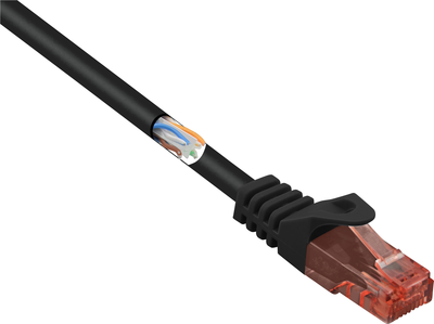 Renkforce RJ45 Netzwerkkabel, Patchkabel CAT 6 U/UTP 1.00 m Schwarz mit Rastnasenschutz, Halogenfrei 1 St.