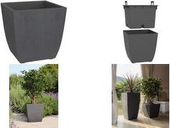 poétic Pflanzgefäß BASALT Diva, eckig, 435 mm, anthrazit aus Kunststoff mit 43% Recycling-Anteil, in Beton-Optik, - 1 Stück (013690 G.ANT SX)