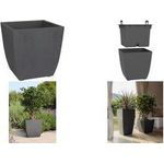 poétic Pflanzgefäß BASALT Diva, eckig, 435 mm, anthrazit aus Kunststoff mit 43% Recycling-Anteil, in Beton-Optik, - 1 Stück (013690 G.ANT SX)