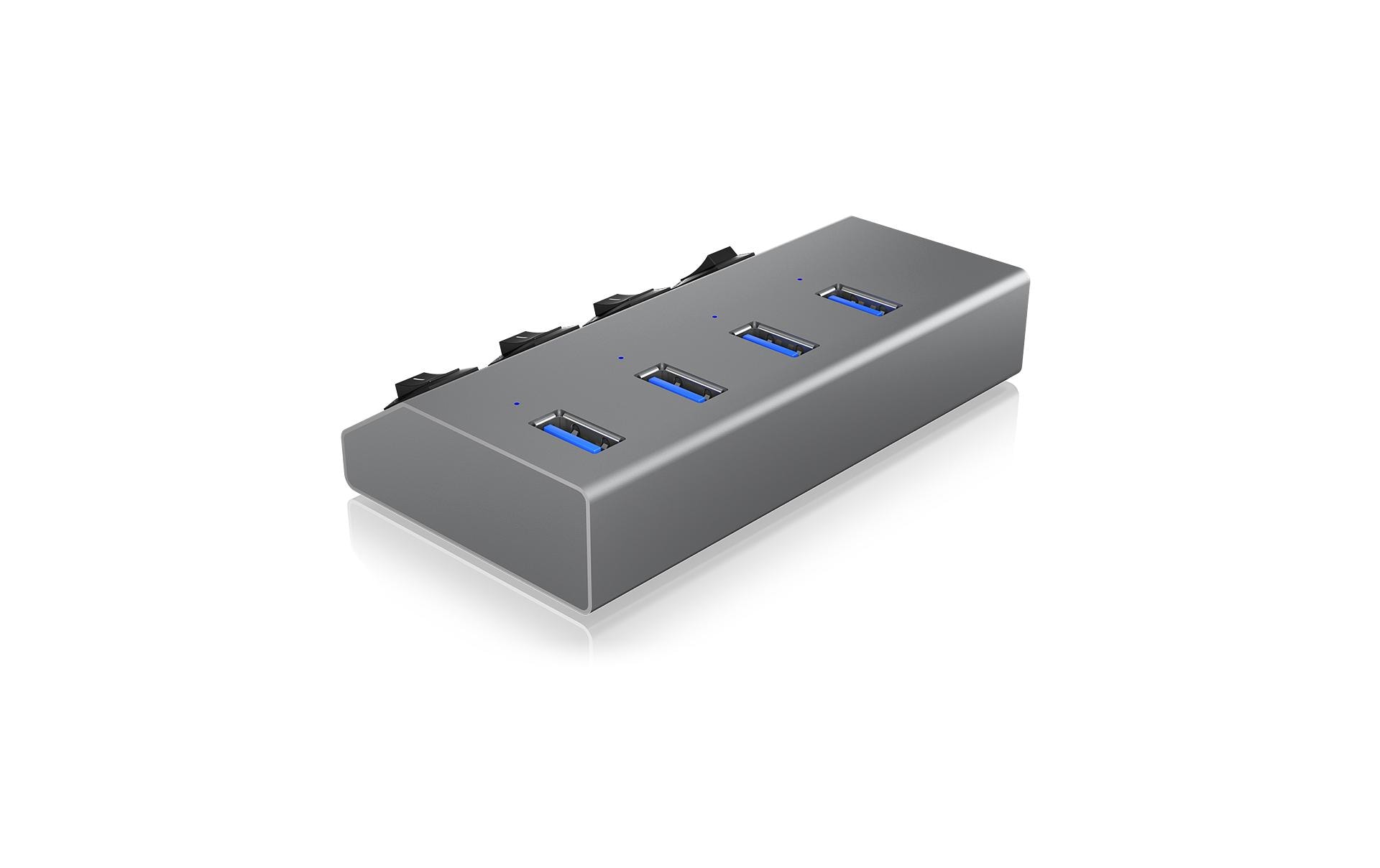 ICY BOX IB-HUB1405 4-Port USB 3.0 Hub mit Ladestation Anthrazit
