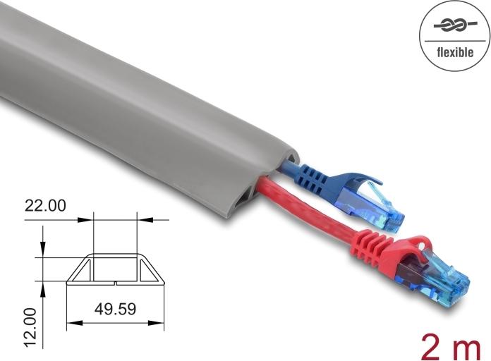 Delock Kabelkanal PVC flexibel 50 x 14 mm - Länge 2 m grau (20767)
