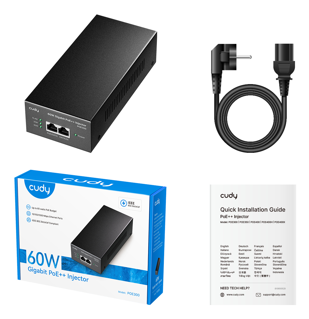 Cudy POE300 PoE Injektor Gigabit Ethernet 60 W Schwarz