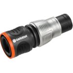 Gardena 18253-50 Premium Wasserstop Schlauchkupplung Metall 13-15 mm Schwarz-Orange-Silber (18253-50)