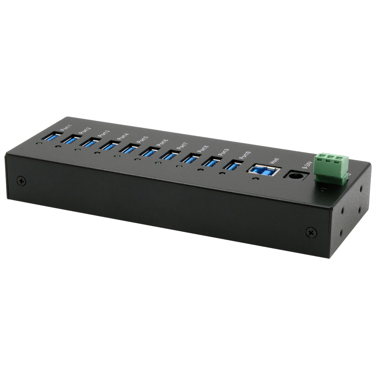 Exsys EX-11230HMS 10-Port USB 3.2 Gen 1 Hub Schwarz